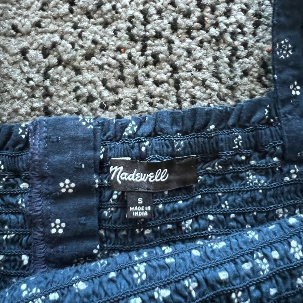 Madewell Lucie Navy Daisy Print Smocked Tank Top - Picture 3 of 5